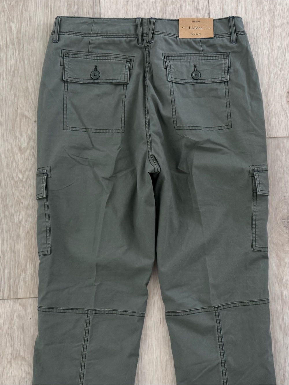 L.L.Bean Women’s stretch flannel lined cargo pants dusty olive green New 6 NWT! - Picture 14 of 16